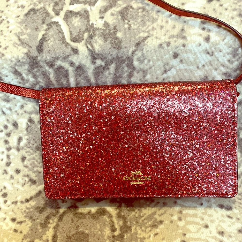 COACH Hayden Glitter Fold Over Clutch NWT
